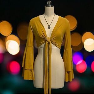Fashion Nova Yellow Cropped Blouse